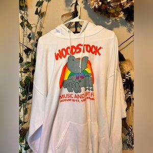 White Woodstock hoodie